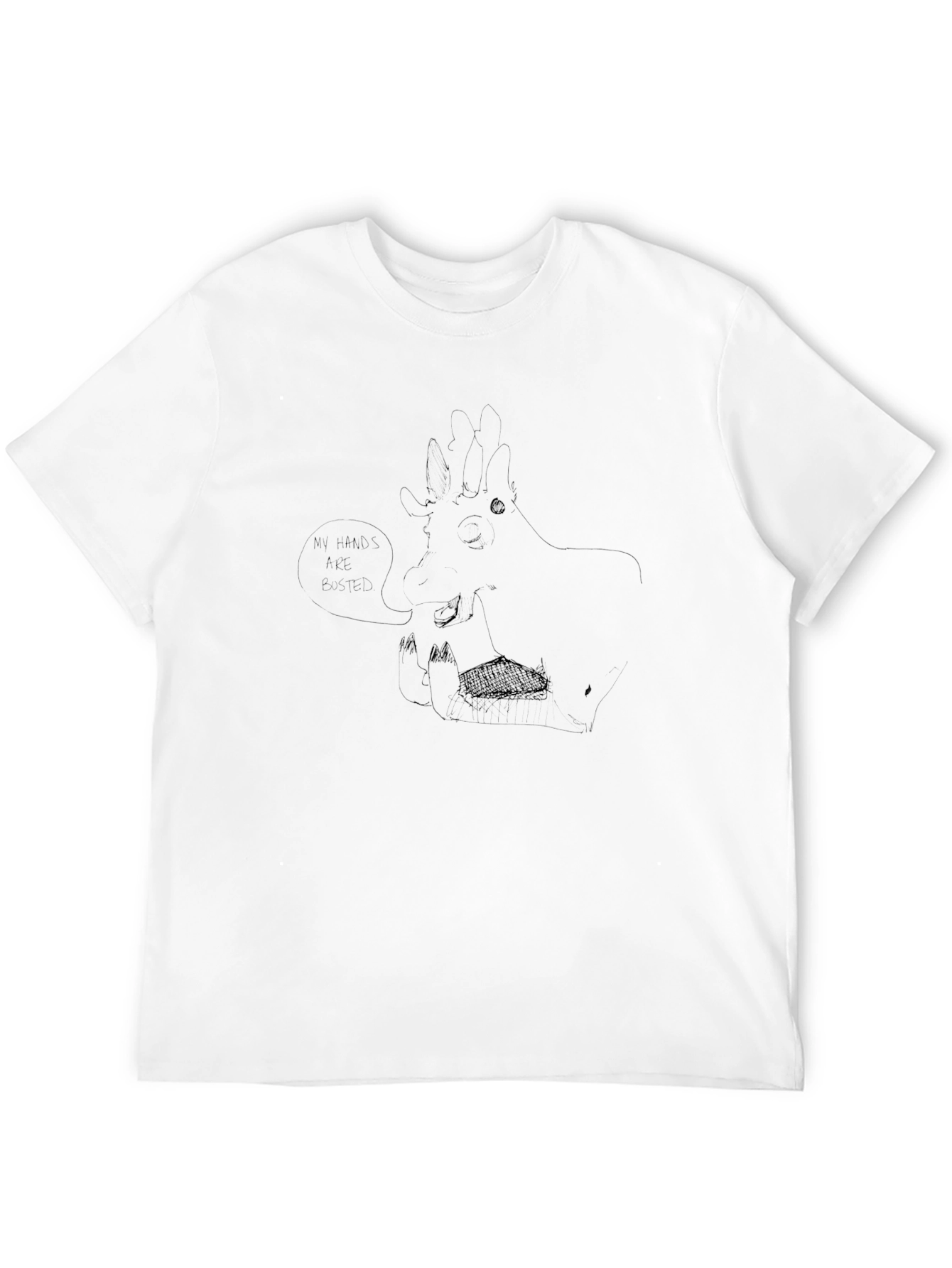 Mens Black T-Shirt with Quirky Giraffe Graphic