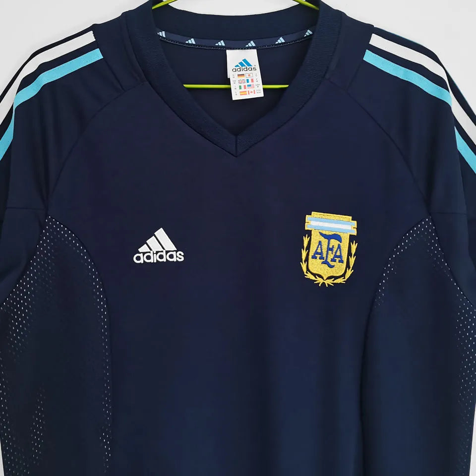 2002 Argentina Away Retro Soccer Jersey Detail 1