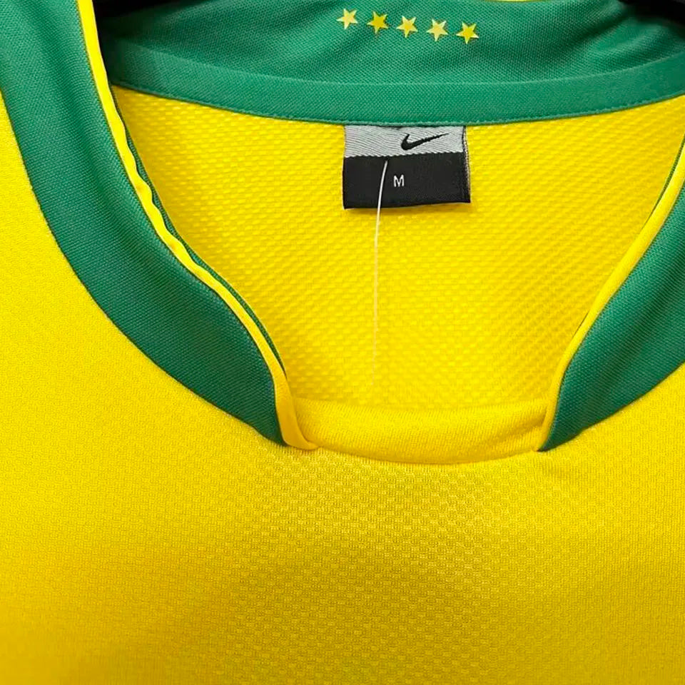 2006 Brazil Home Yellow Retro Soccer Jersey Detail 1