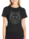 Geometric Tiger Head Black T-Shirt