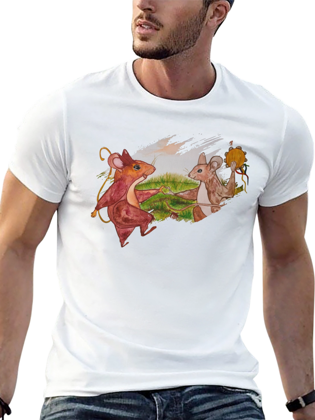 Dancing Mice Graphic Tee - Unique Art Shirt