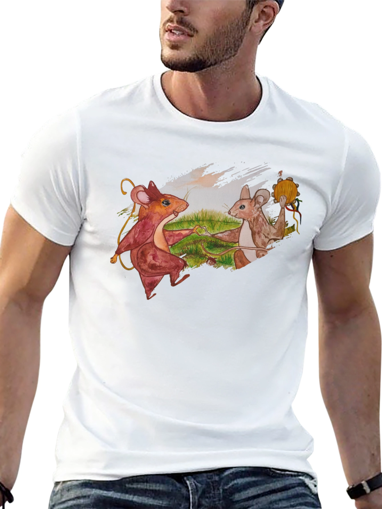 Dancing Mice Graphic Tee - Unique Art Shirt