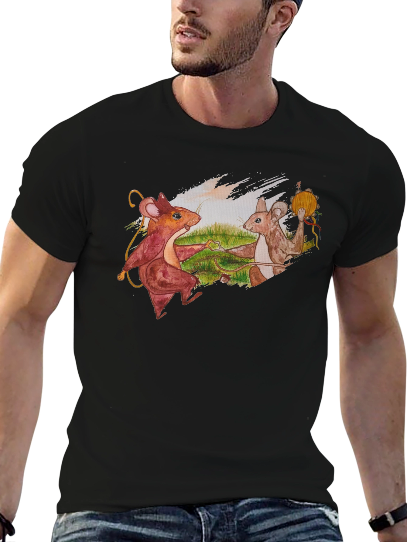 Dancing Mice Graphic Tee - Unique Art Shirt