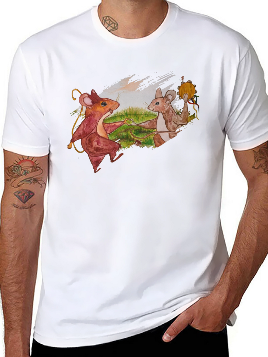 Dancing Mice Graphic Tee - Unique Art Shirt
