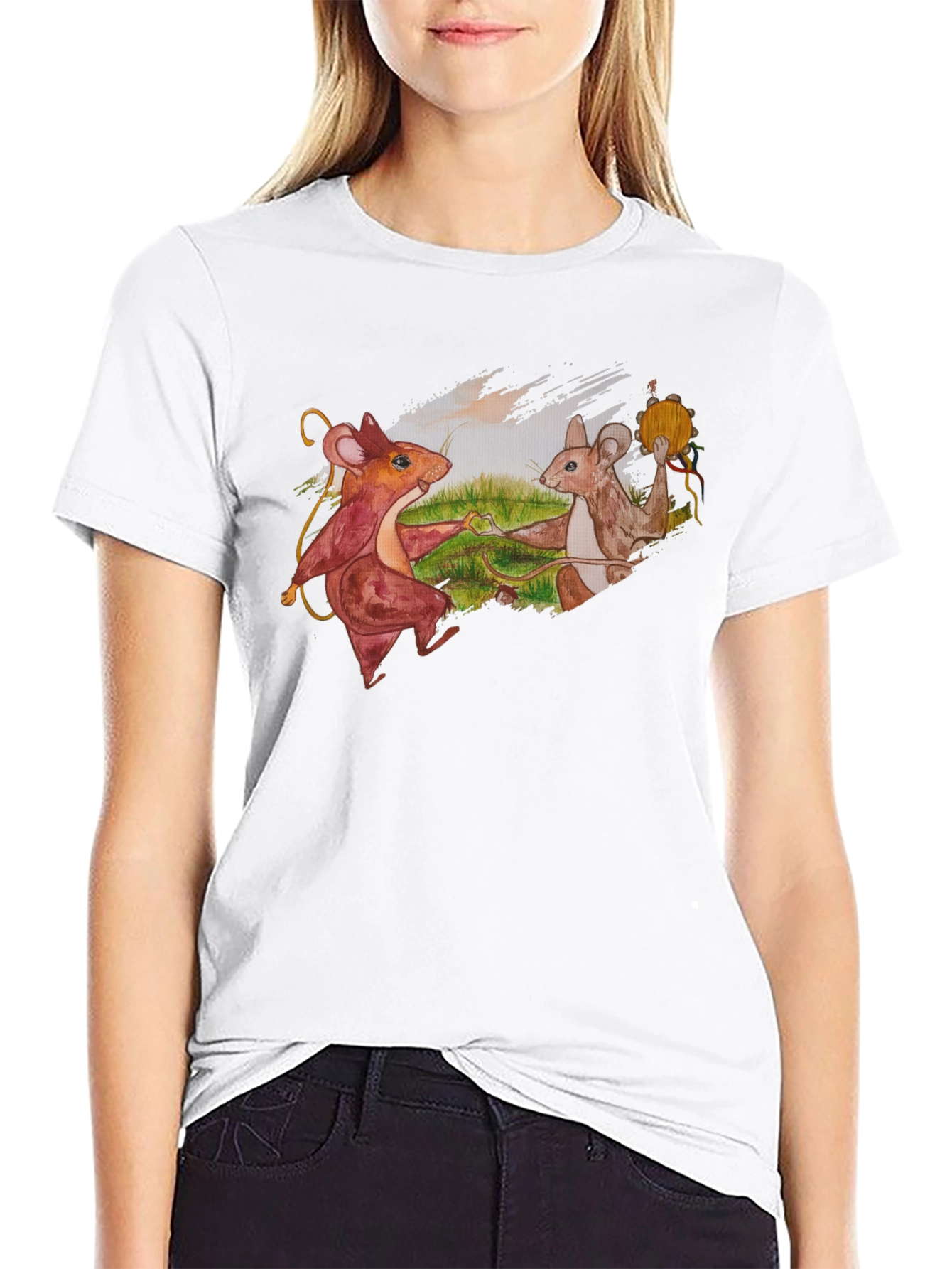Dancing Mice Graphic Tee - Unique Art Shirt