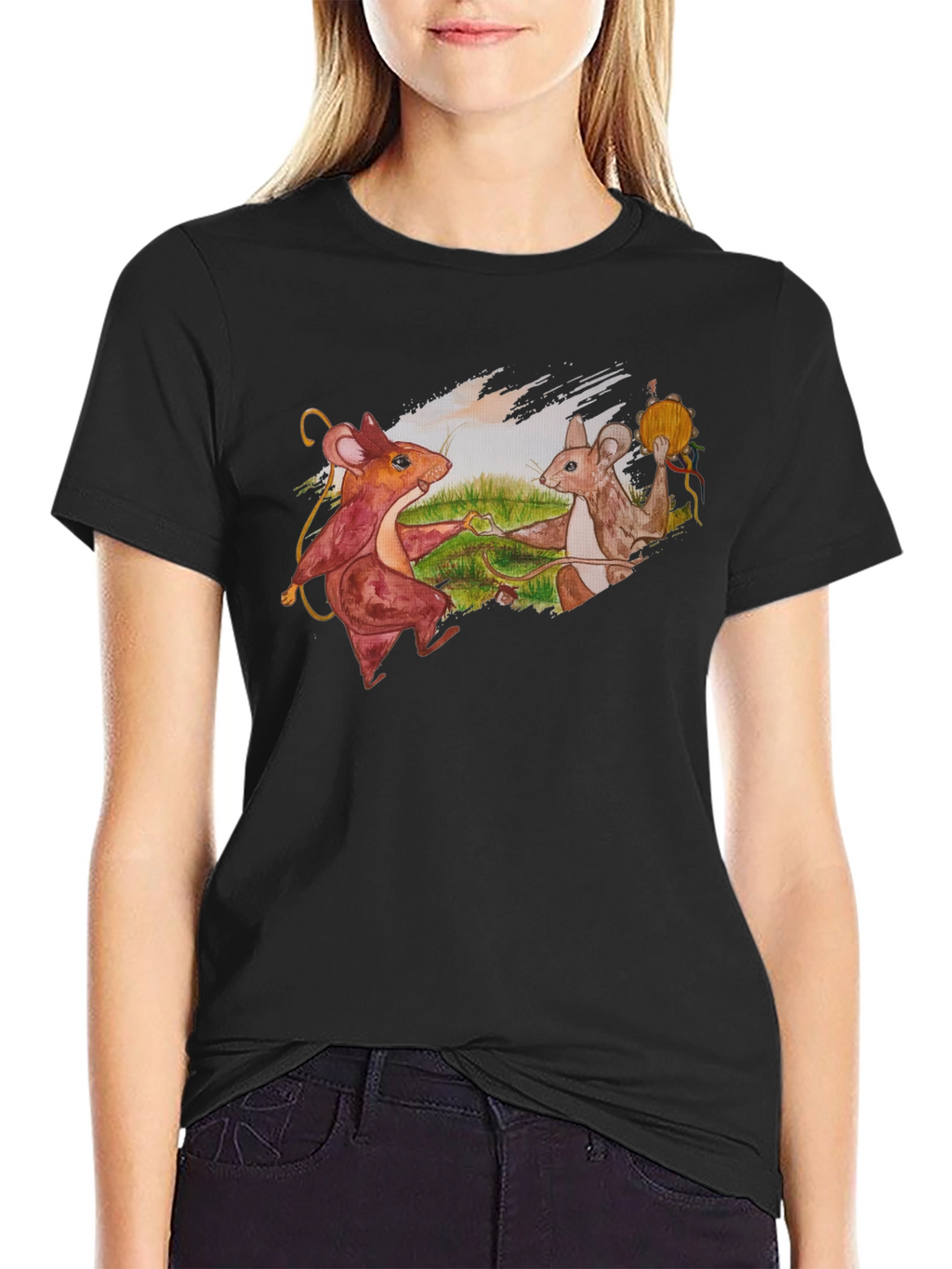 Dancing Mice Graphic Tee - Unique Art Shirt