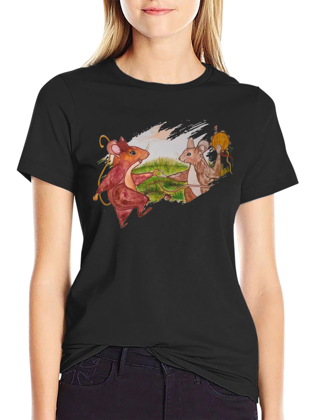 Dancing Mice Graphic Tee - Unique Art Shirt