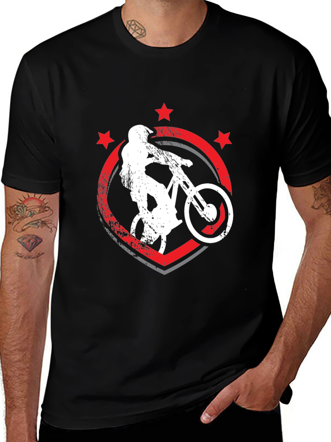 Mountain Bike Graphic Tee - Black Cotton T-Shirt