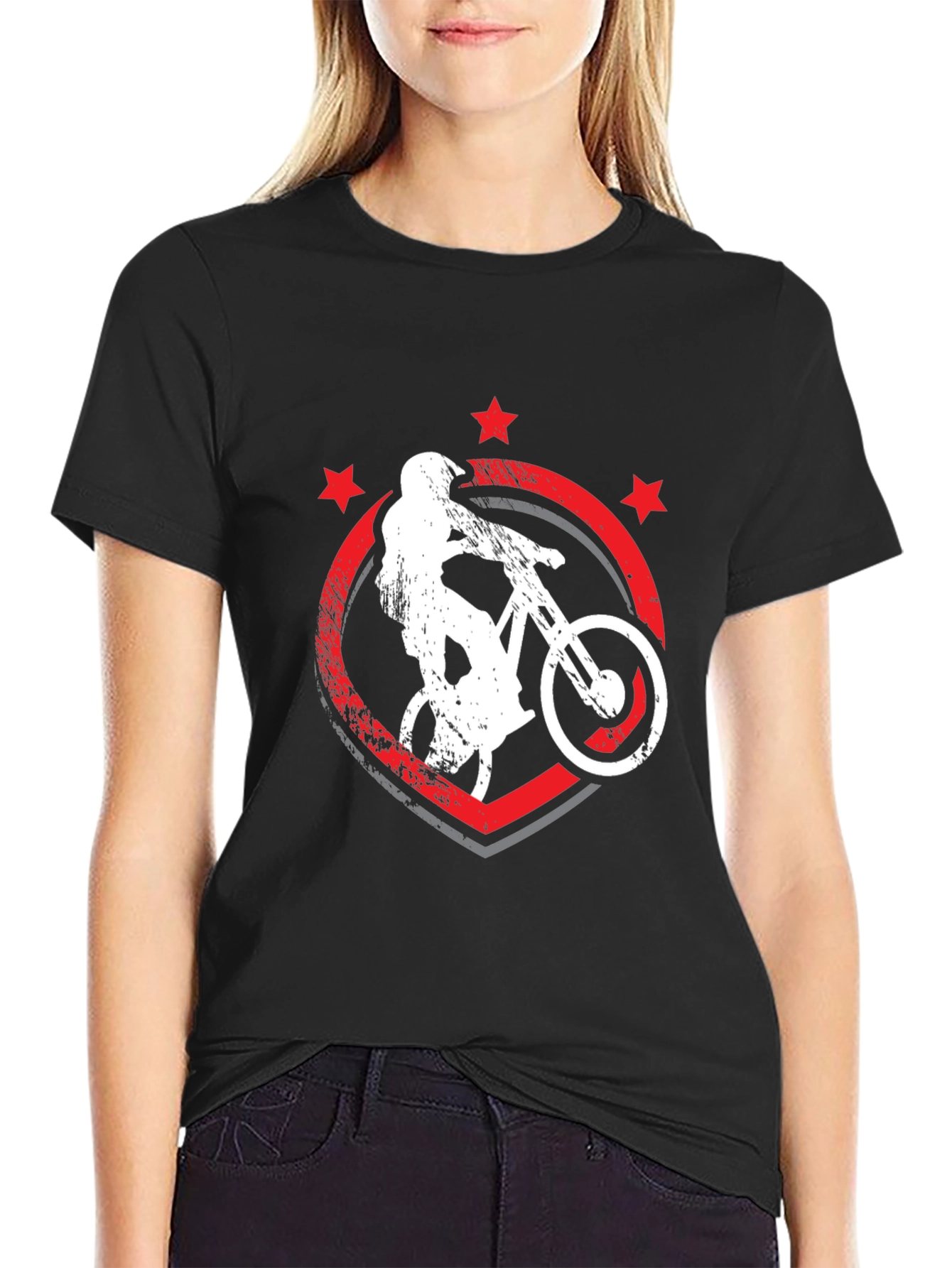 Mountain Bike Graphic Tee - Black Cotton T-Shirt