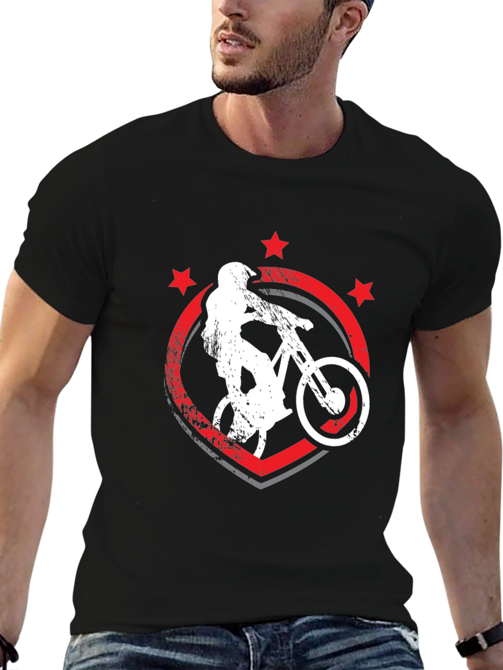 Mountain Bike Graphic Tee - Black Cotton T-Shirt