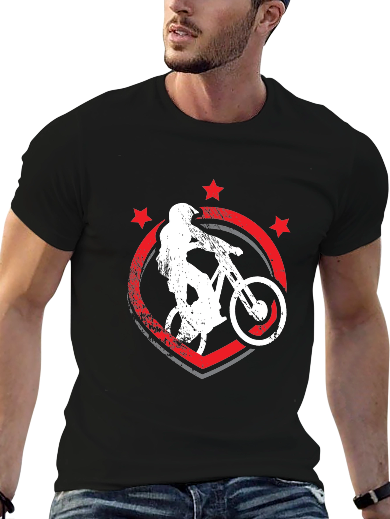 Mountain Bike Graphic Tee - Black Cotton T-Shirt