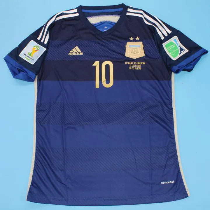 2014 Argentina Away Retro Long Sleeve Soccer Jersey Detail 3