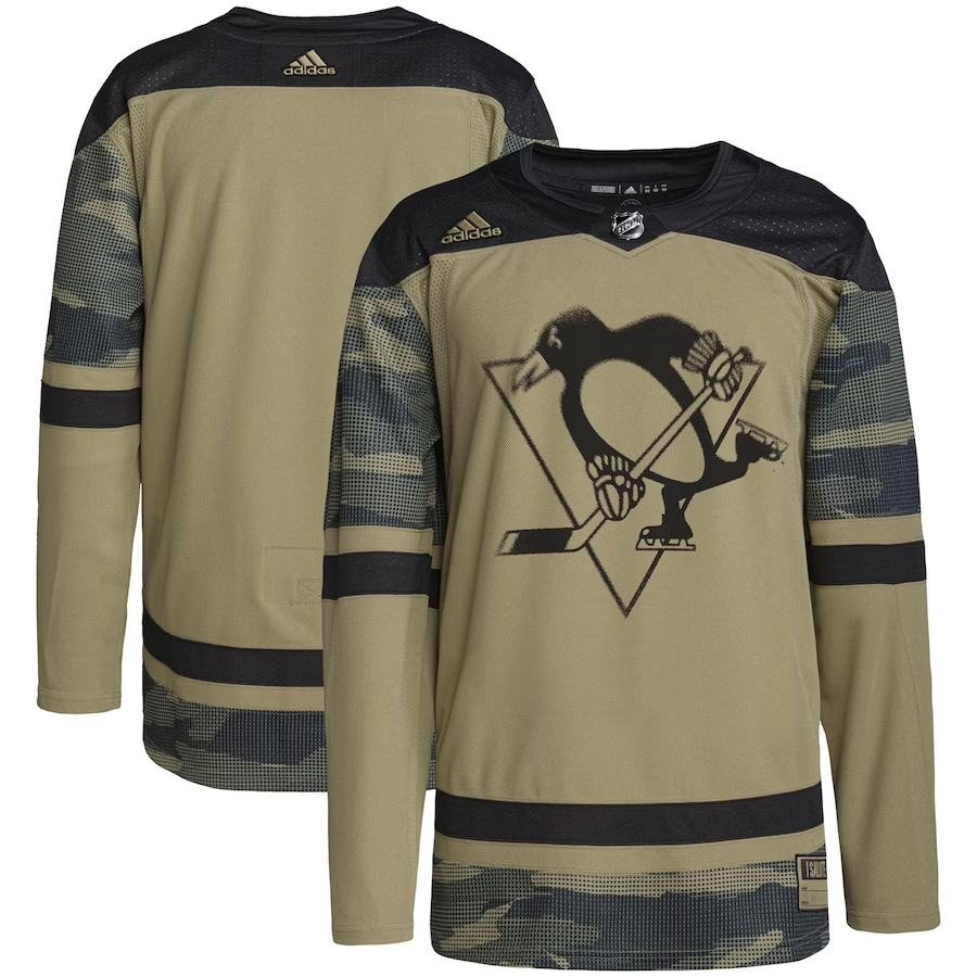 Men's Pittsburgh Penguins Camo Military Appreciation Team Authentic Practice Blank Jerseys