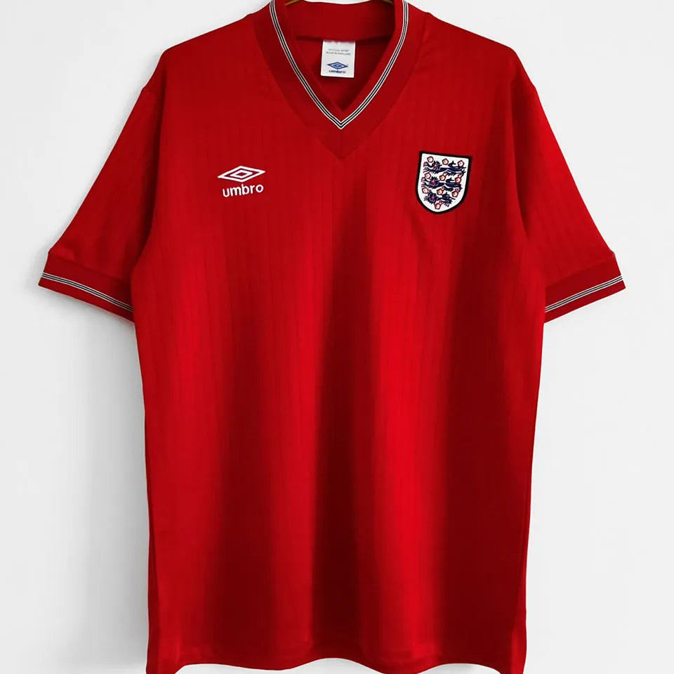 1984/1987 England Away Red Retro Soccer Jersey Front