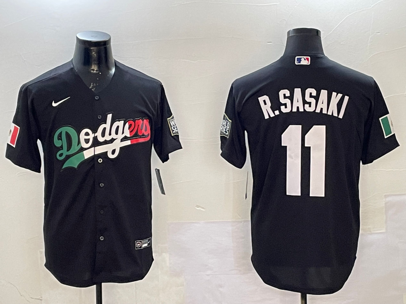 Men's Los Angeles Dodgers Roki Sasaki #11 Black Alternate Replica Player Jerseys
