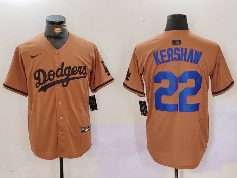 Men's Los Angeles Dodgers Clayton Kershaw #22 Brown Game Player Jerseys