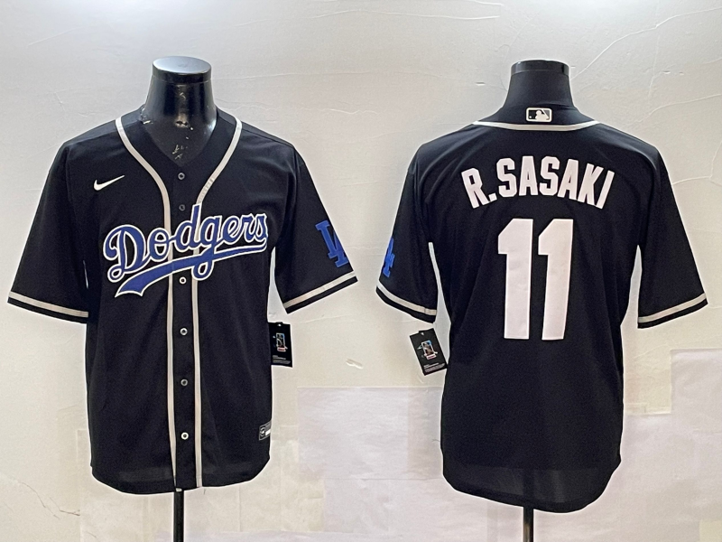 Men's Los Angeles Dodgers Roki Sasaki #11 Black Player Game Jerseys