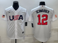 Men's 2023 World Baseball Classic #12 Kyle Schwarber USA White Jerseys