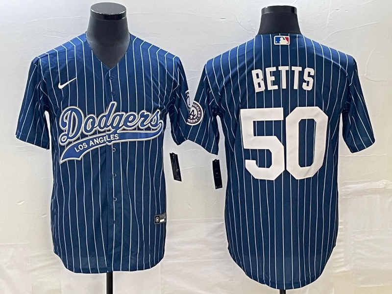 Men's Los Angeles Dodgers Mookie Betts #50 Blue Player Jerseys Joint Edition