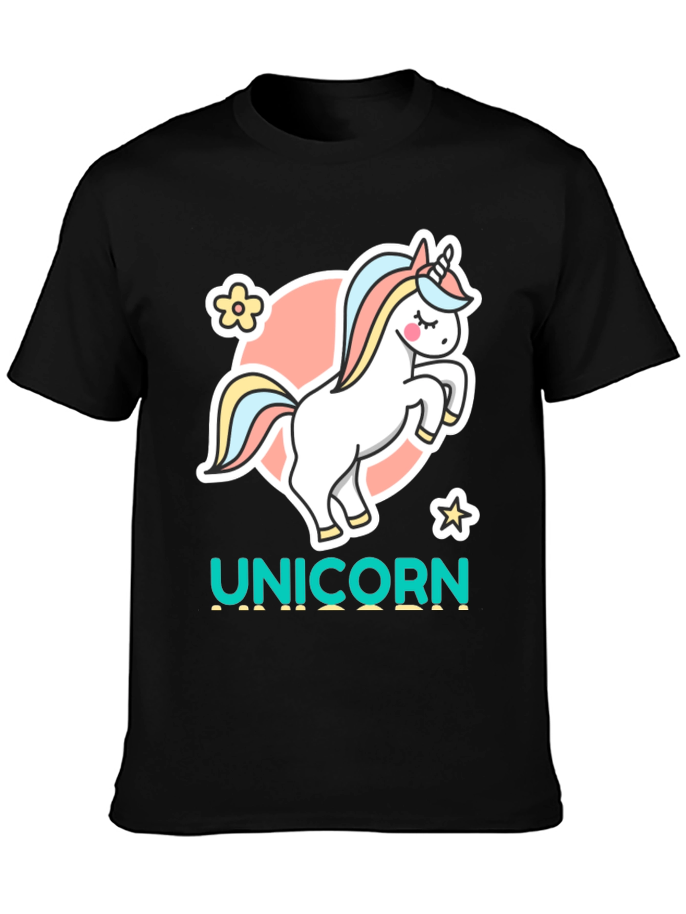 Unicorn Graphic Tee - Black Cotton T-Shirt