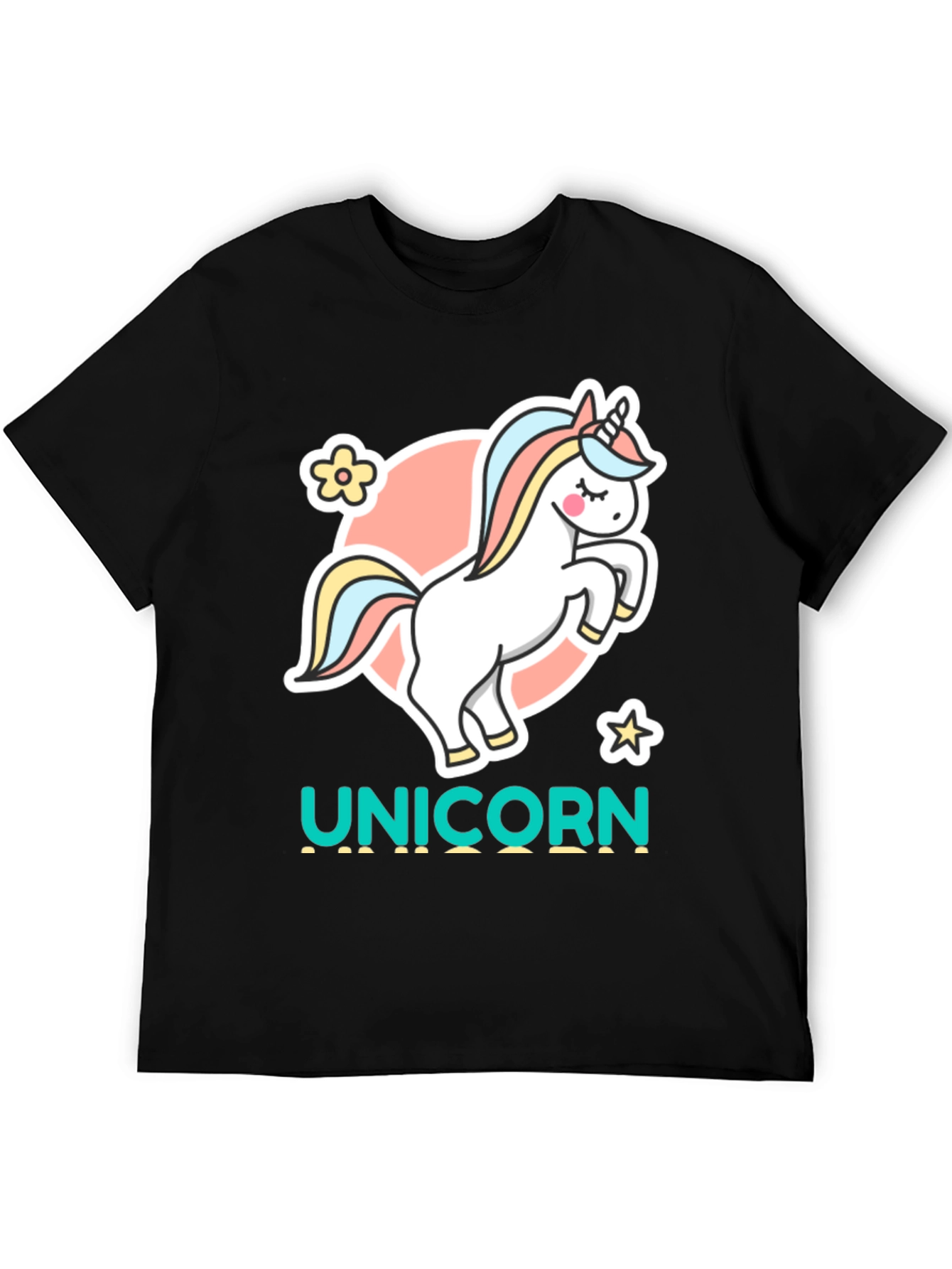 Unicorn Graphic Tee - Black Cotton T-Shirt