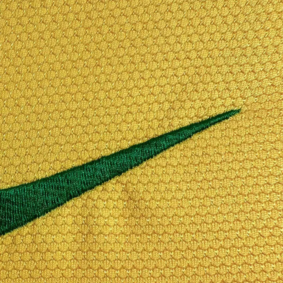 2012/13 Brazil Home Yellow Retro Soccer Jersey Detail 4