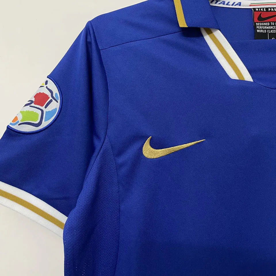 1996 Italy Home Blue Retro Soccer Jersey Detail 2