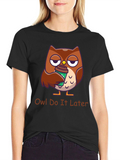 Owl Do It Later T-Shirt: Funny Coffee Lover Tee