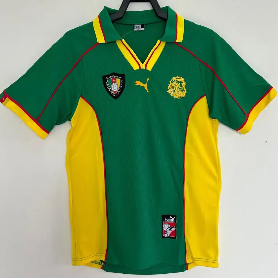 1998 Cameroun Home Green Retro Soccer Jersey Front
