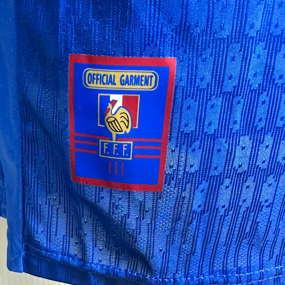 1998 France Home Blue Retro Player Version Soccer Jersey Detail 4