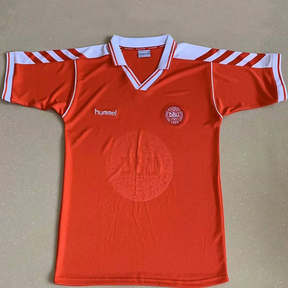 1998 Denmark Home Red Retro Soccer Jersey Front