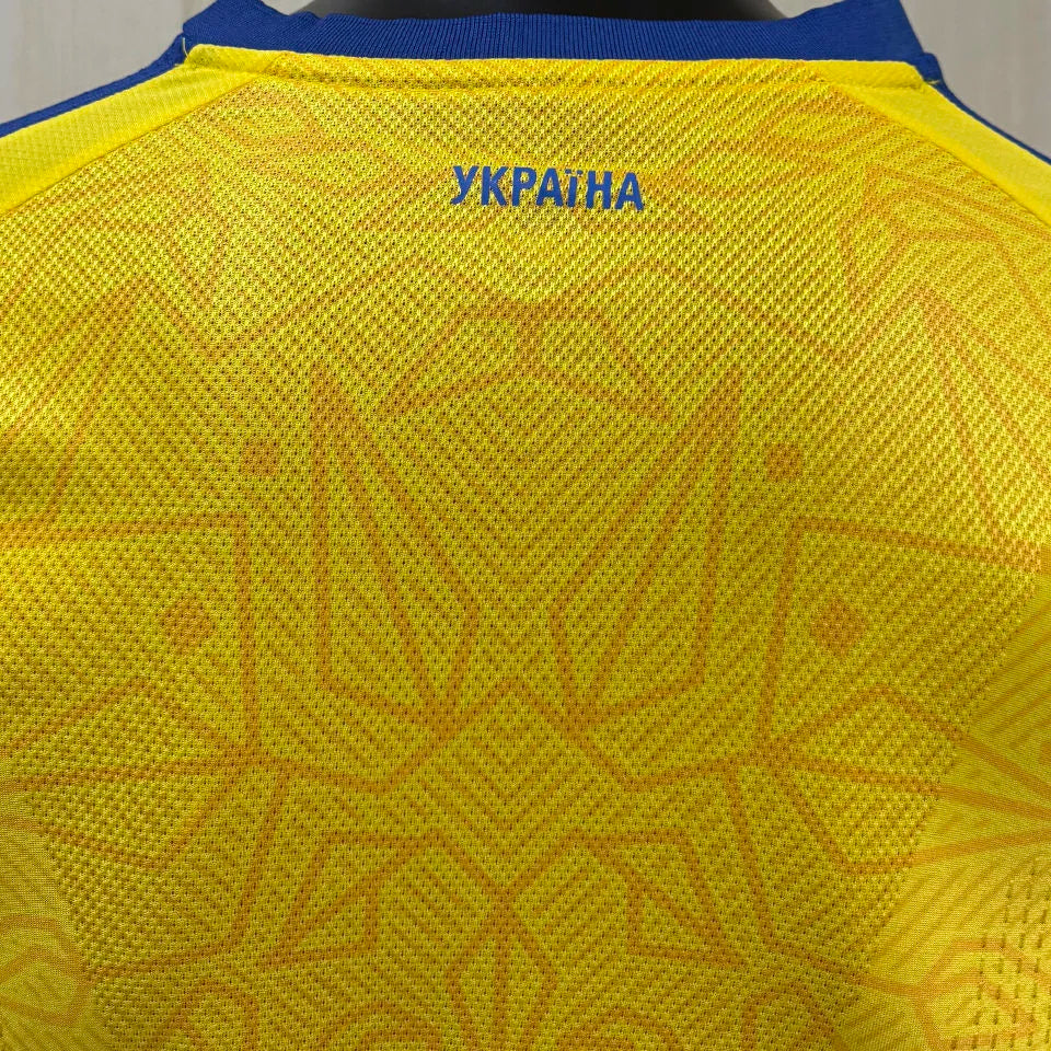 2026/27 Ukraine Home Yellow Player Version Soccer Jersey Detail 3
