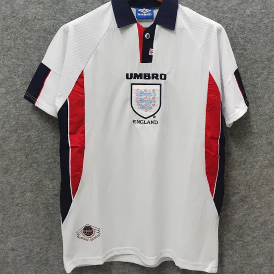 1998 England Home White Retro Soccer Jersey Detail 2