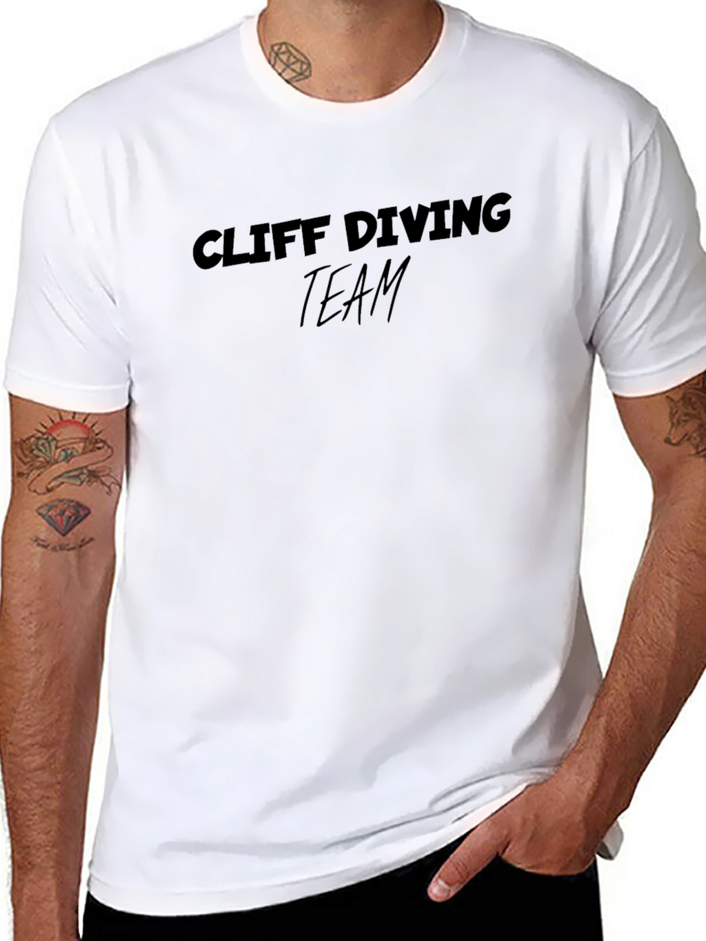 Cliff Diving Team Black Cotton T-Shirt