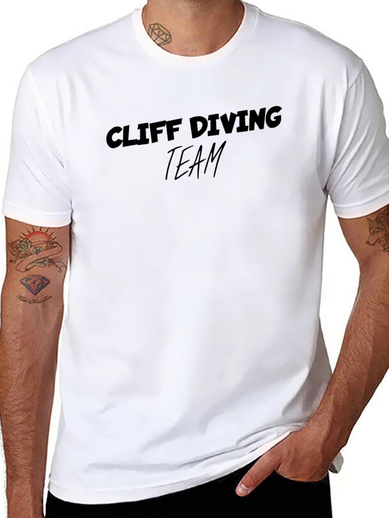 Cliff Diving Team Black Cotton T-Shirt