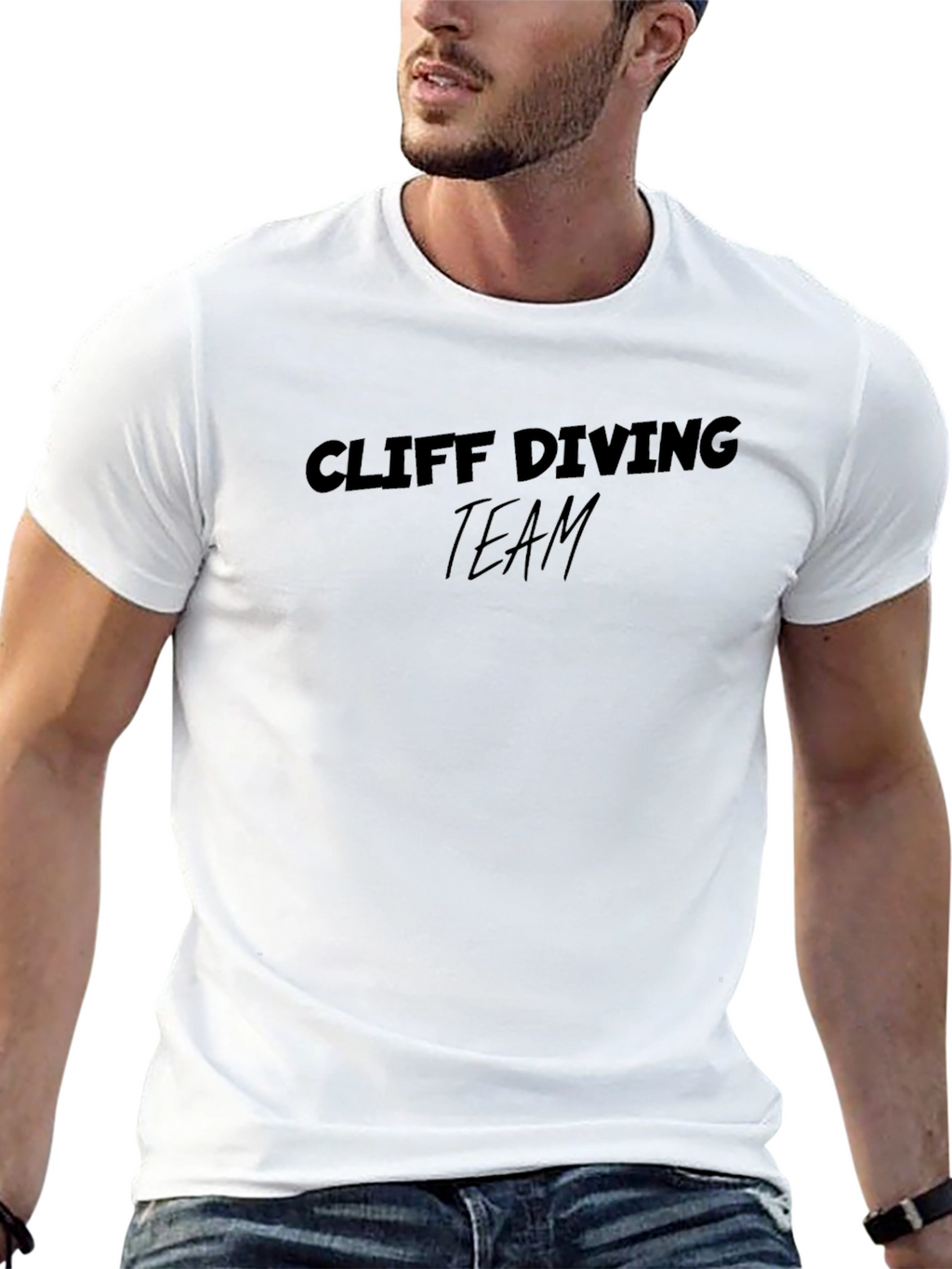 Cliff Diving Team Black Cotton T-Shirt