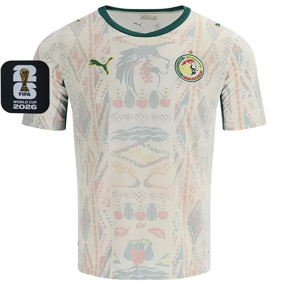 2026/27 Senegal Home White Fans Soccer Jersey (Have Right Patch 有右臂章 黑底白字） Front