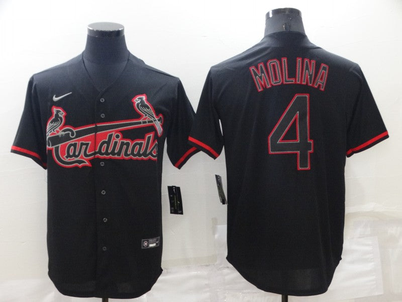 Men's St. Louis Cardinals Yadier Molina #4 Black Replica Baseball Jerseys
