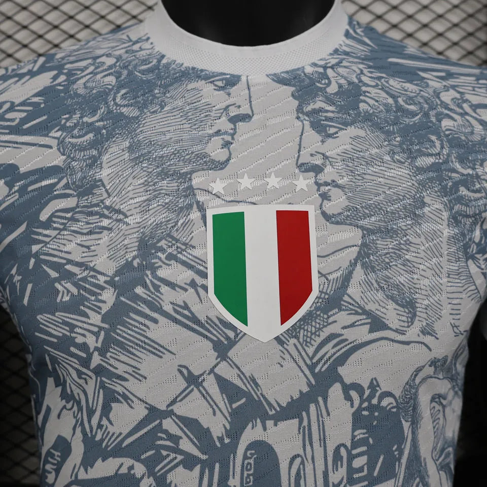 2025 Italy Grey Special Edition Player Version Soccer Jersey Detail 3