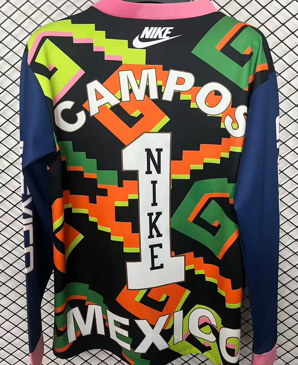 Mexico CAMPOS #1 GoalKeeper Retro Long Sleeve Soccer Jersey Back