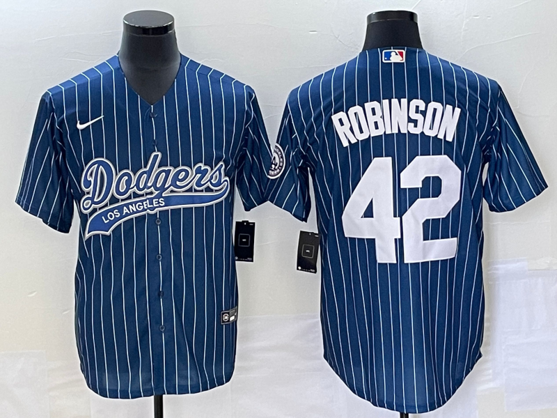 Men's Los Angeles Dodgers Jackie Robinson #42 Blue Player Jerseys Joint Edition