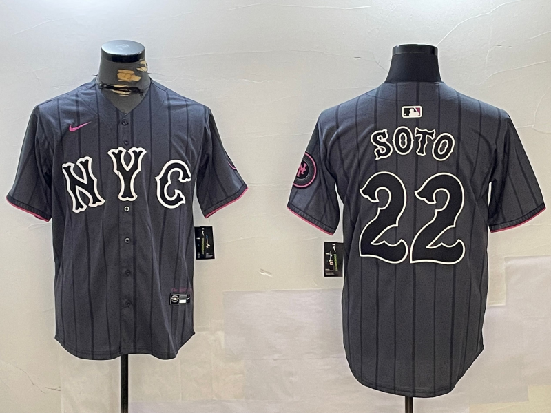 Men's New York Mets Juan Soto #22 Graphite 2024 City Connect Limited Player Jerseys