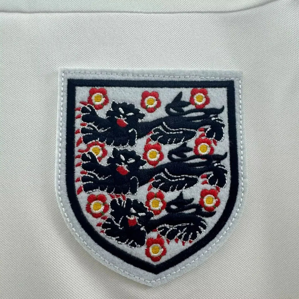 1982 England Home White Retro Soccer Jersey Detail 1