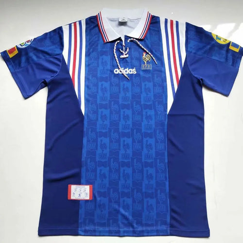 1996 France Home Blue Retro Soccer Jersey Front