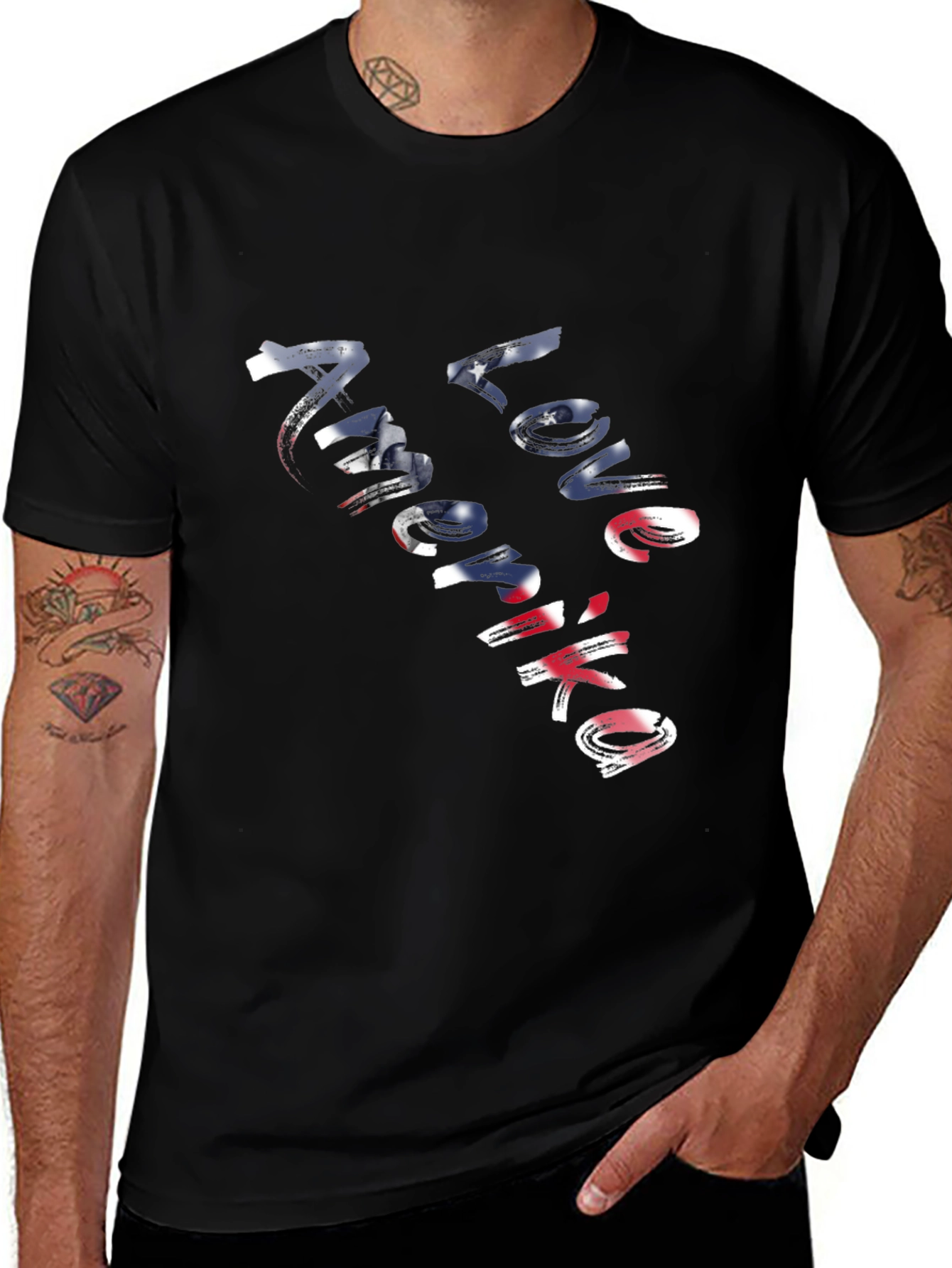 Love America Graphic Tee - Patriotic USA Shirt