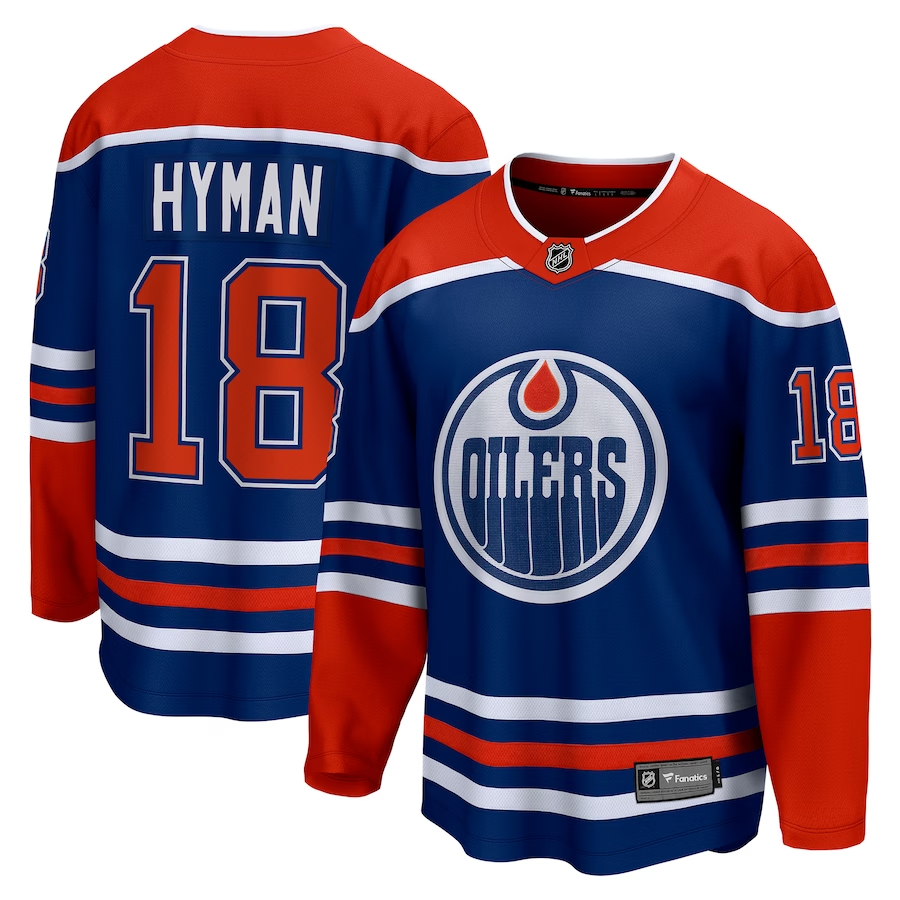 Men's Edmonton Oilers Zach Hyman #18 Royal Home Breakaway Player Jerseys