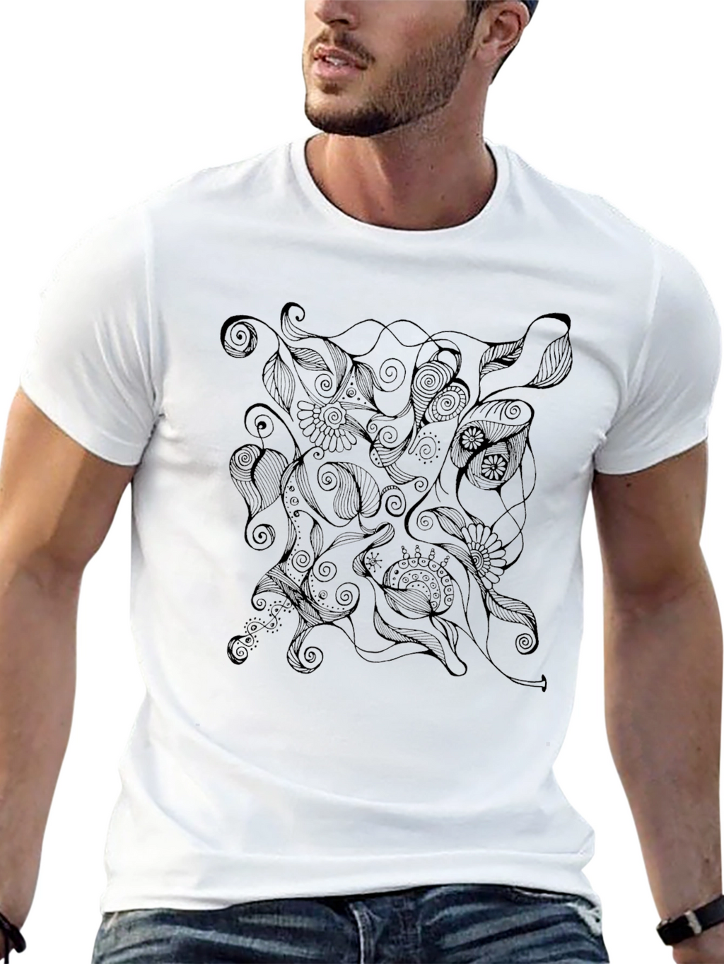 Abstract Black Graphic Tee - Modern Style