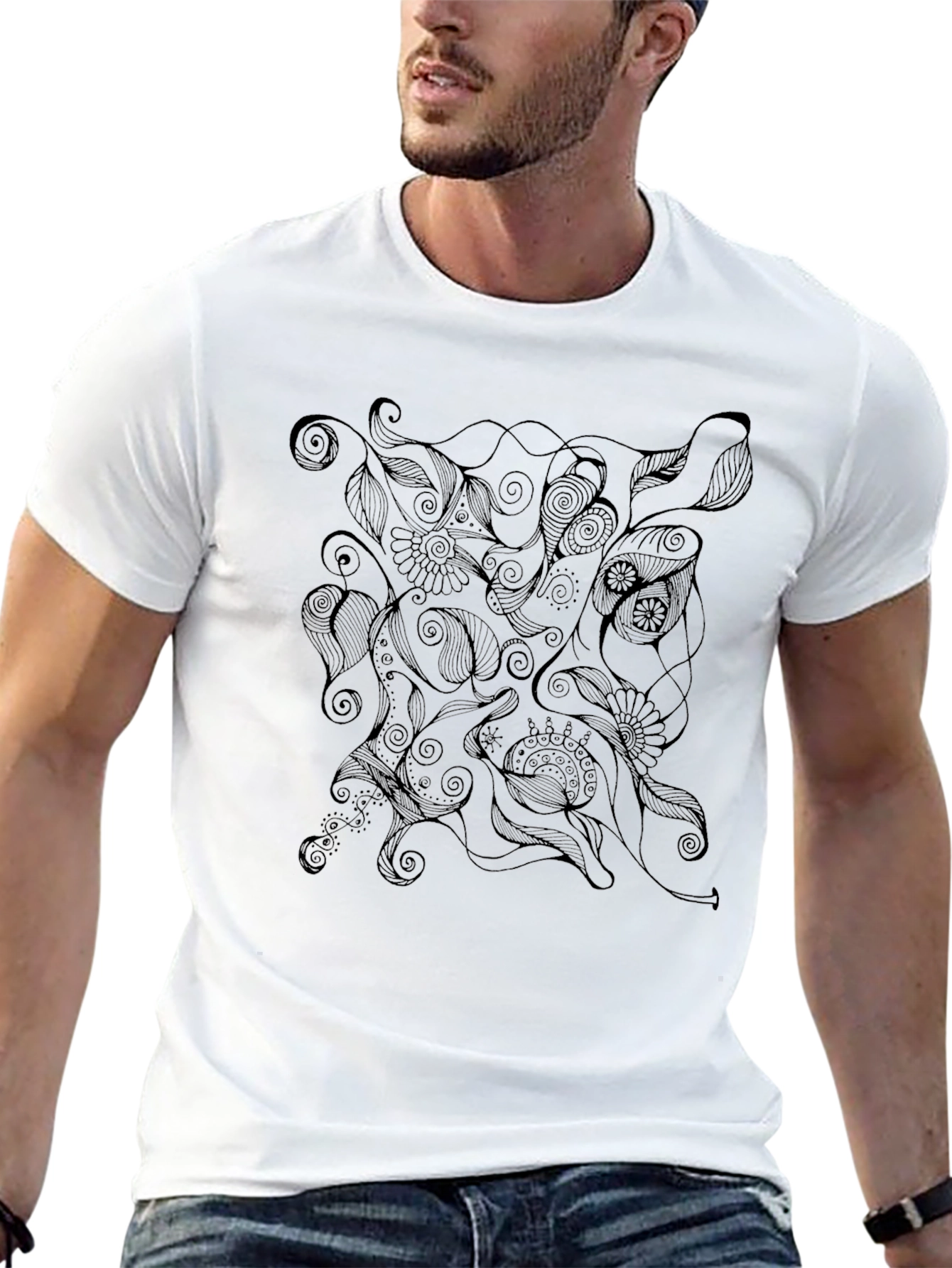 Abstract Black Graphic Tee - Modern Style