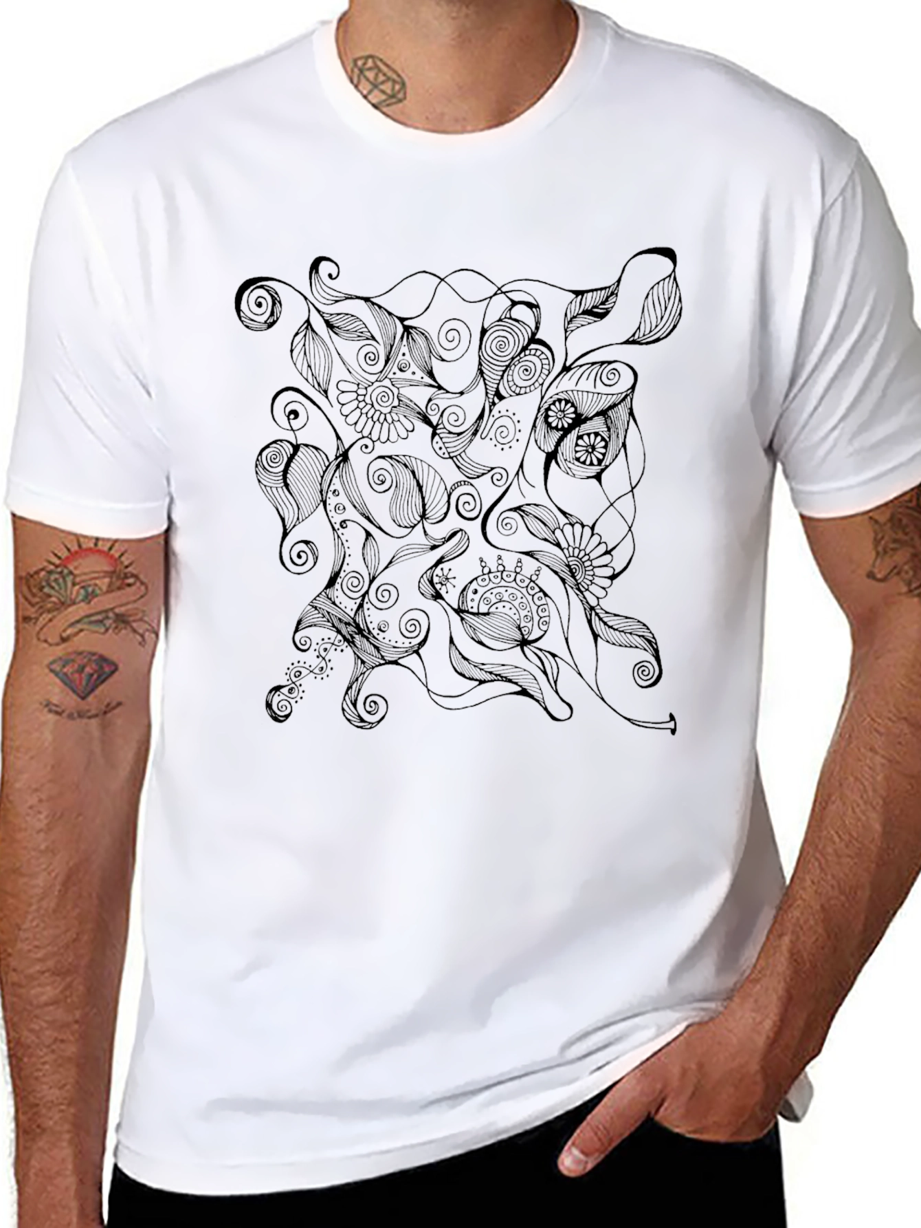 Abstract Black Graphic Tee - Modern Style