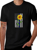Sunflower Thin Blue Line Flag Graphic Tee